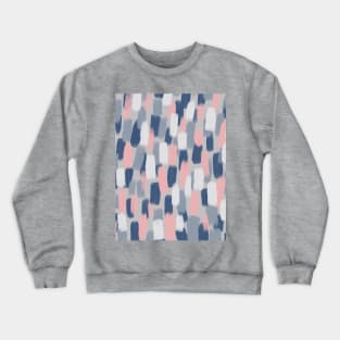 Abstract, Navy Blue, Grey and Blush Pink Paint Brush Effect Crewneck Sweatshirt